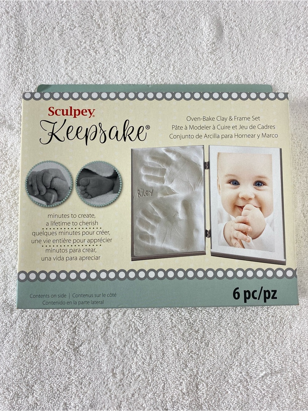 Sculpey Keepsake Oven-Bake Clay & Frame Set Baby Handprint Impression Kit NEW
